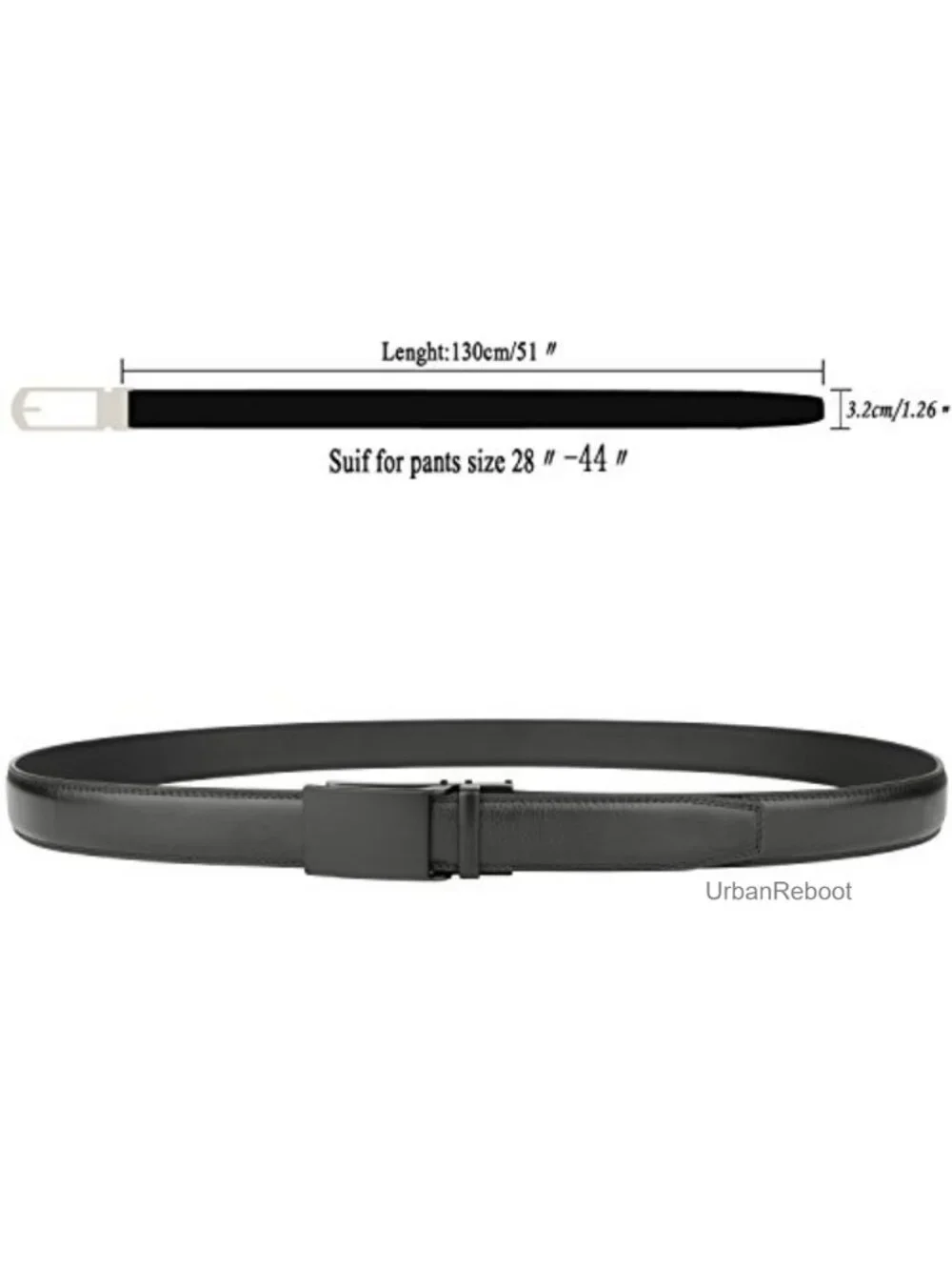 Genuine Leather Ratchet Dress Belt with Automatic Click Buckle